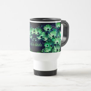 Green African Daisies Flower Art Personalised Travel Mug