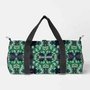 Green African Daisy Flowers Abstract Personalised Duffle Bag