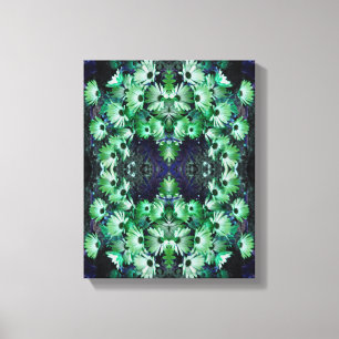 Green African Daisy Flowers Art Canvas Print