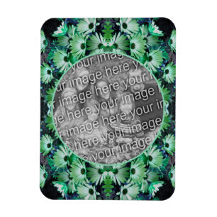 Green African Daisy Flowers Frame Add Your Photo  Magnet
