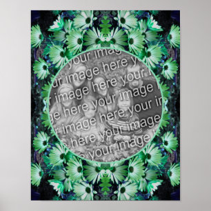 Green African Daisy Flowers Frame Add Your Photo  Poster
