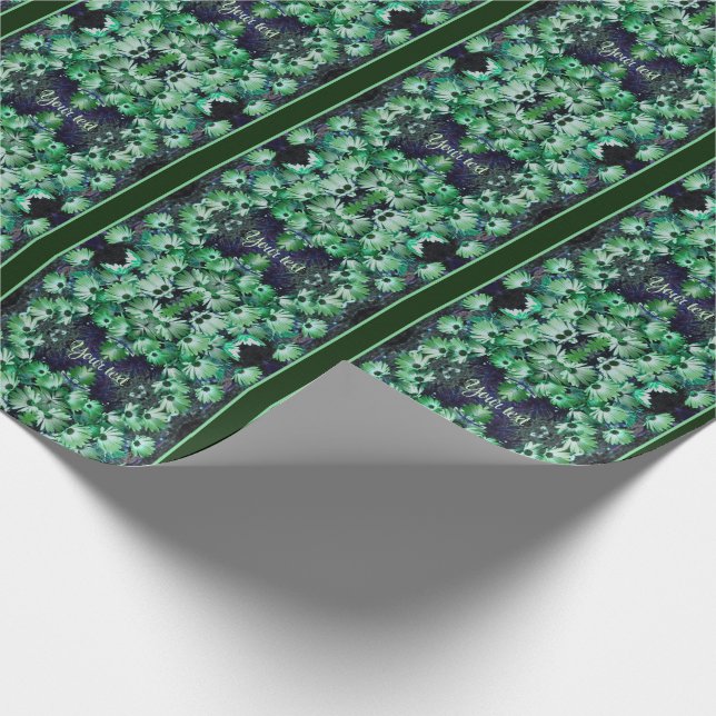Green African Daisy Flowers Personalised  Wrapping Paper (Corner)
