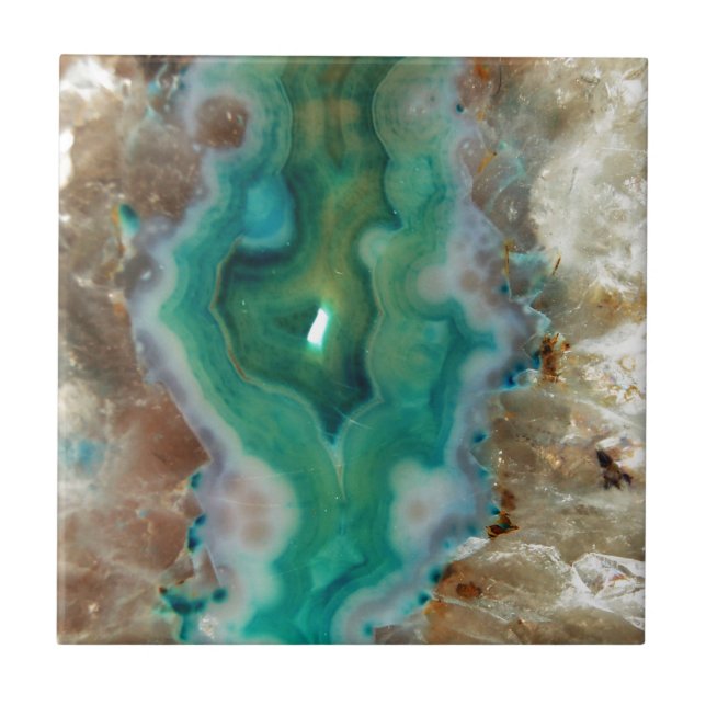 Green Agate Geode Ceramic Tile (Front)