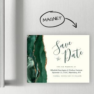 Green Agate Ivory Magnetic Wedding Save the Date