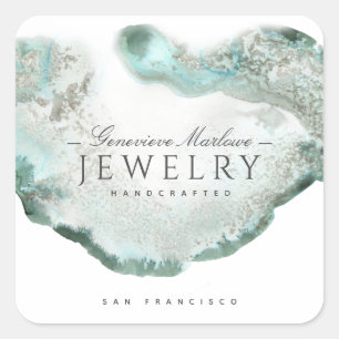 Green Agate Jewellery Designer Square Sticker