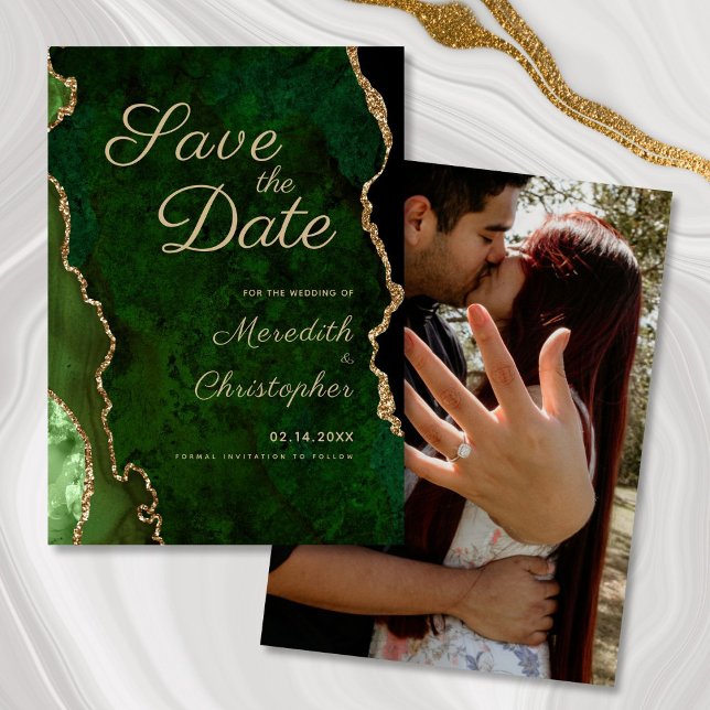 Green Agate Photo Wedding Save the Date (Creator Uploaded)