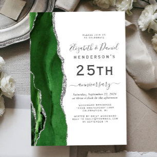 Green Agate Silver 25th Anniversary Invitation