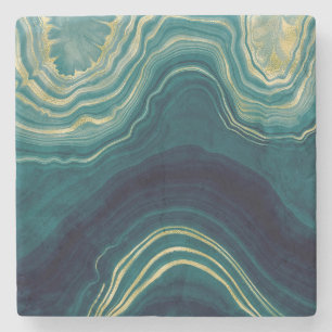 Green agate stone coaster