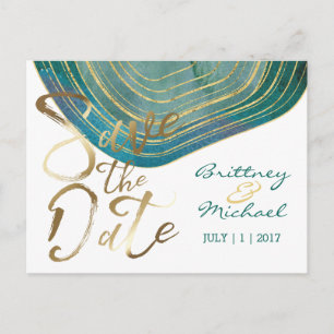 Green Agate Watercolor Save the Date Postcard