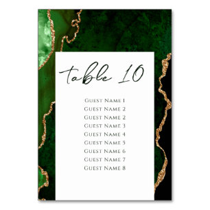 Green Agate Wedding Table Number List