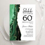 Green Agate White Gold Surprise 60th Birthday Invitation<br><div class="desc">Green,  white and gold agate surprise 60th birthday party invitation. Elegant modern design featuring emerald green watercolor agate marble geode background,  faux glitter gold and typography script font. Trendy invite card perfect for a stylish women's bday celebration. Printed Zazzle invitations or instant download digital printable template.</div>