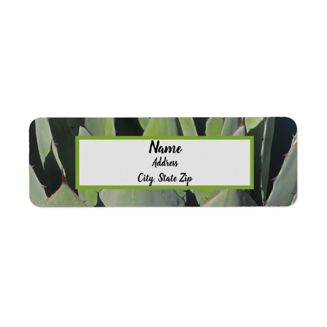 Green Agave Leaves Botanical Photo Southwest Return Address Label (Front)