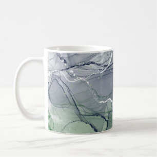 Green alcohol ink coffee mug
