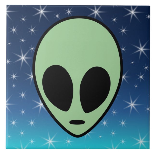 Green Alien Ceramic Tile (Front)