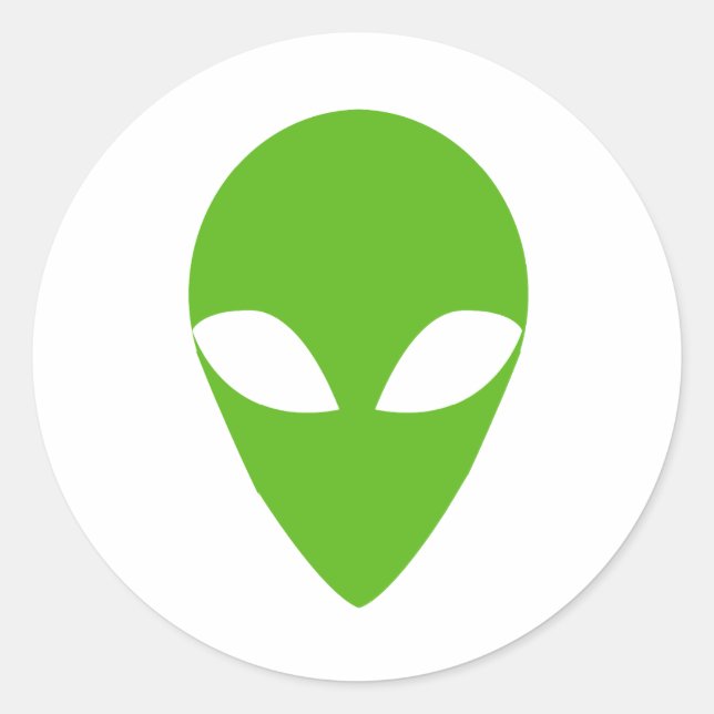 GREEN ALIEN CLASSIC ROUND STICKER (Front)