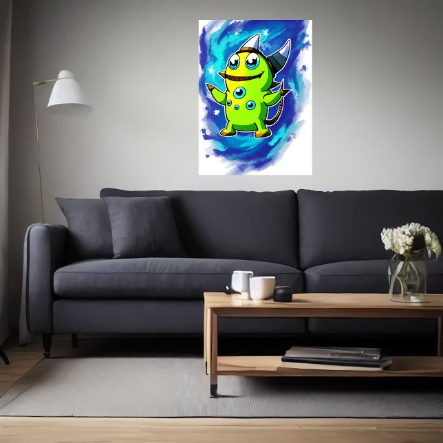 green alien creature many eyes | AI Art Poster (Creator Uploaded)