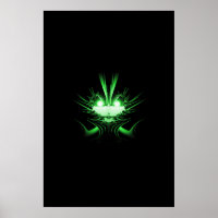 Green Alien Dragon w Glowing Eyes