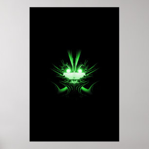 Green Alien Dragon w Glowing Eyes Poster