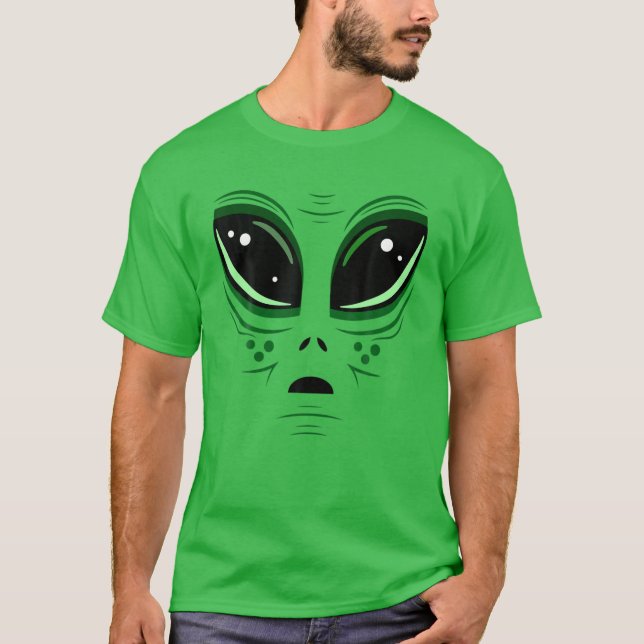 Green Alien Eyes Area-51 Halloween Costume Extrate T-Shirt (Front)