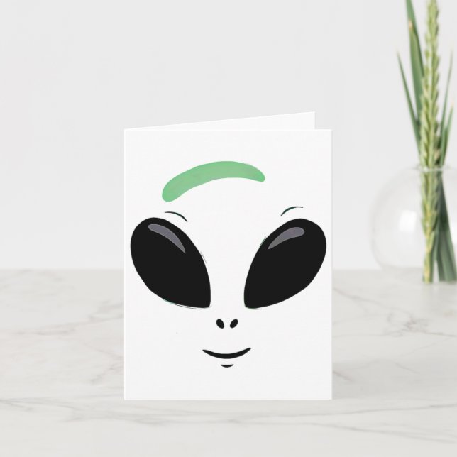 Green Alien Face Halloween Costume  Card (Front)