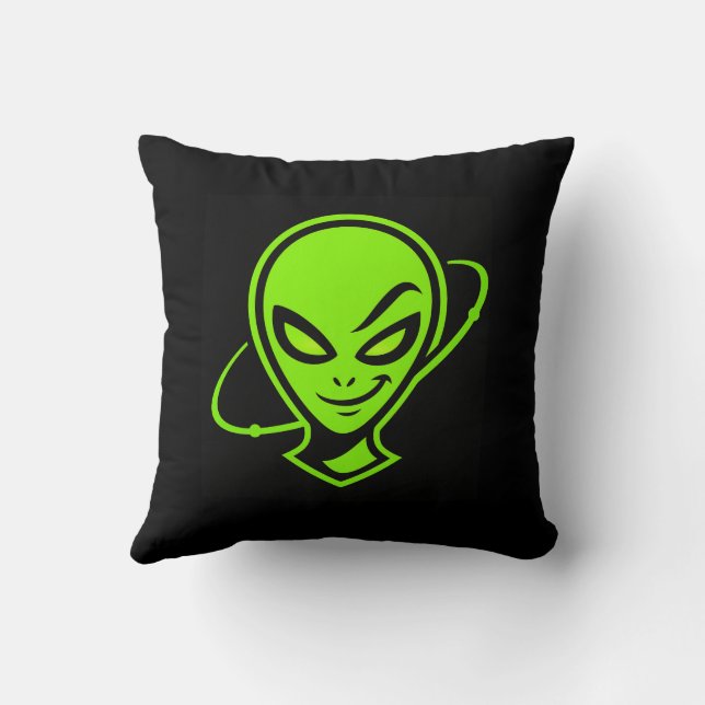 Green Alien Good Luck Cushion (Back)