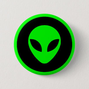 Green Alien Head 6 Cm Round Badge