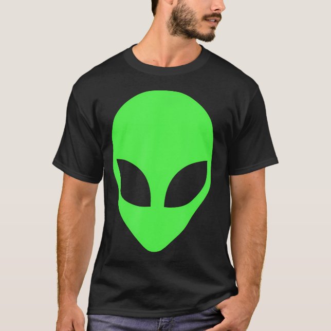 Green Alien Head 90'S Style Funny Alien T-Shirt (Front)