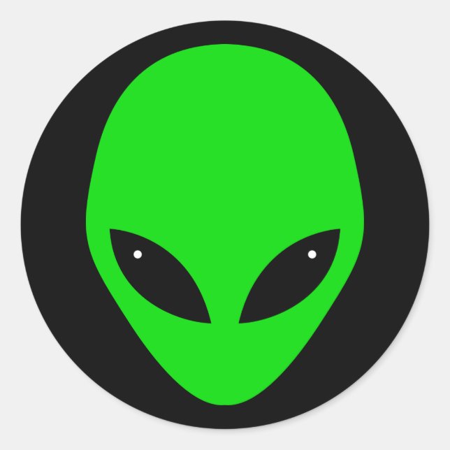 Green Alien Head Classic Round Sticker (Front)
