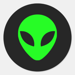 Green Alien Head Classic Round Sticker