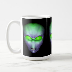 Green Alien Head Coffee Mug