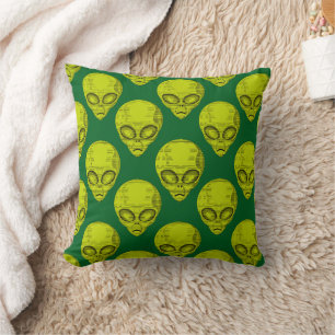 Green Alien Head  Cushion