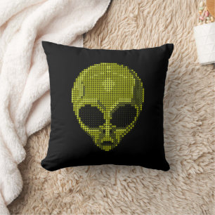 Green Alien Head  Cushion