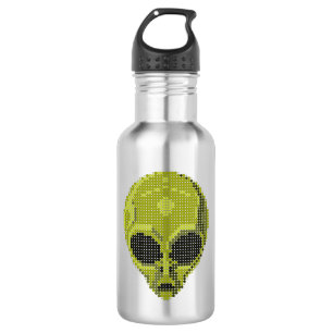 Green Alien Head Custom Water Bottle