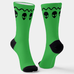 Green Alien Head Extra Terrestrial Socks