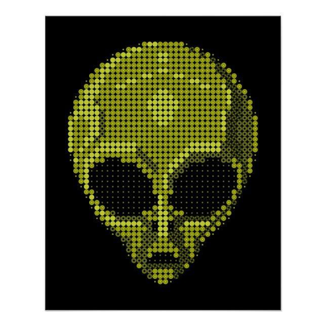 Green Alien Head Glossy Poster (Front)