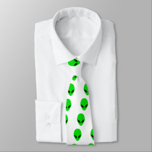 Green Alien Head pattern Tie