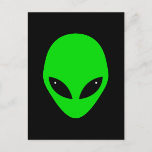 Green Alien Head Postcard