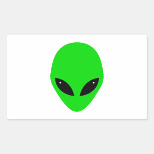 Green Alien Head Rectangular Sticker