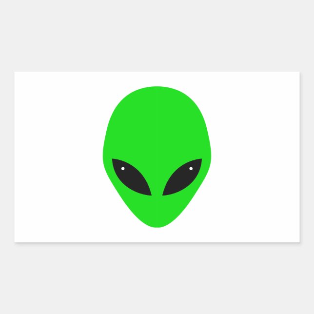 Green Alien Head Rectangular Sticker (Front)