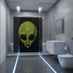 Green Alien Head Shower Curtain