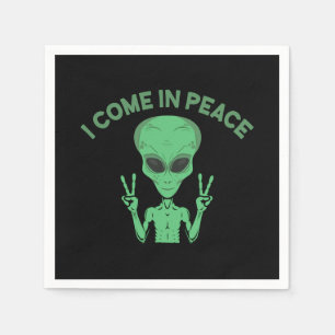 Green Alien I Come In Peace Extraterrestrial UFO Napkin