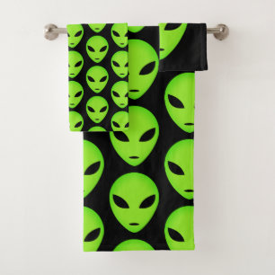 Green alien martian Bath Towel Set