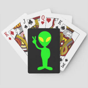 GREEN ALIEN PEACE PLAYING CARDS STOCKING STUFFER