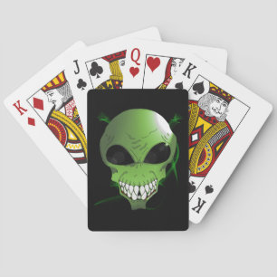 Green alien Playing Cards, Standard Index faces Cards