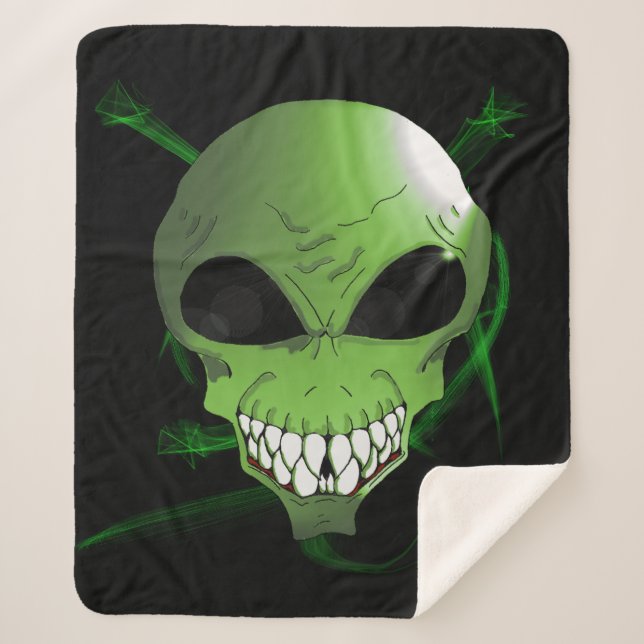 Green alien Sherpa blanket (Front)