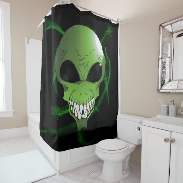 Green alien Shower Curtain (In Situ)