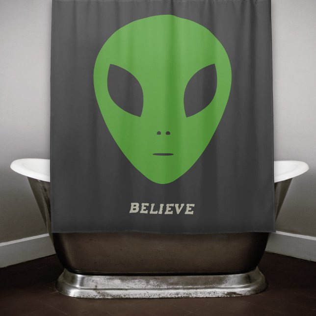 Green Alien Shower Curtain (Green Alien Black Shower Curtain)