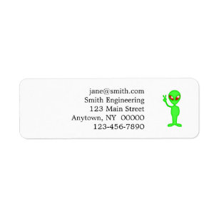 Green alien silhouette return address label