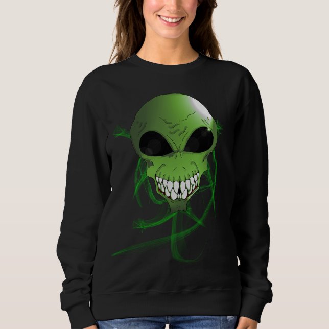 Green alien Women's Basic Sweatshirt (Front)