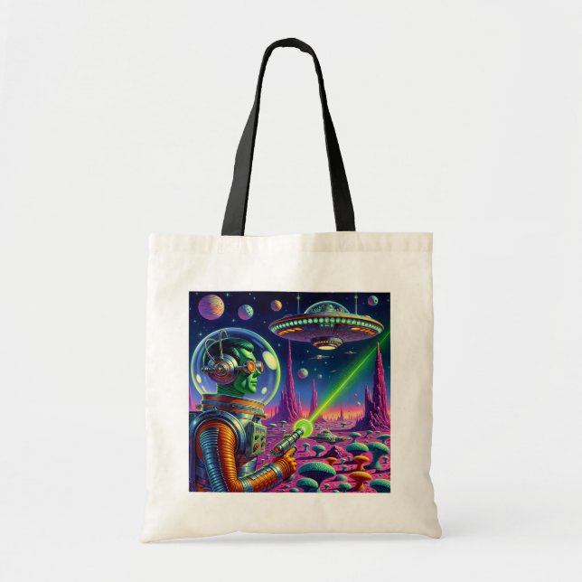 Green Aliens Can't Aim Tote Bag (Front)